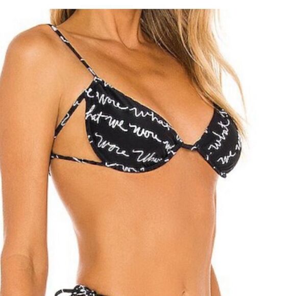 NWT WeWoreWhat Ruched Underwire Top in Logo Scribble Size Small! - Picture 3 of 12